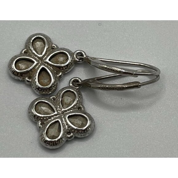 Sterling Silver 925 Blue Topaz Clover Drop Earrings Leverback Hook - Picture 11 of 11